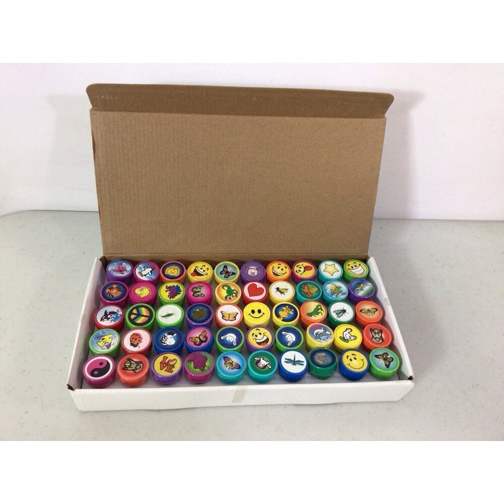 50 Piece Stamp Kit for Kids Self Inking Stamps Gift Party Favors